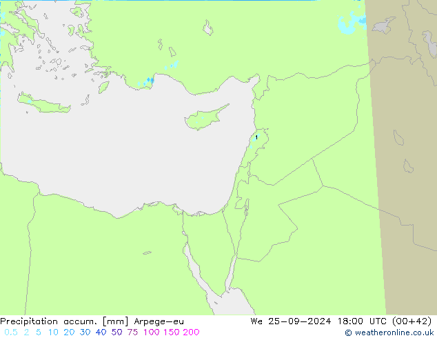 Precipitation accum. Arpege-eu mer 25.09.2024 18 UTC