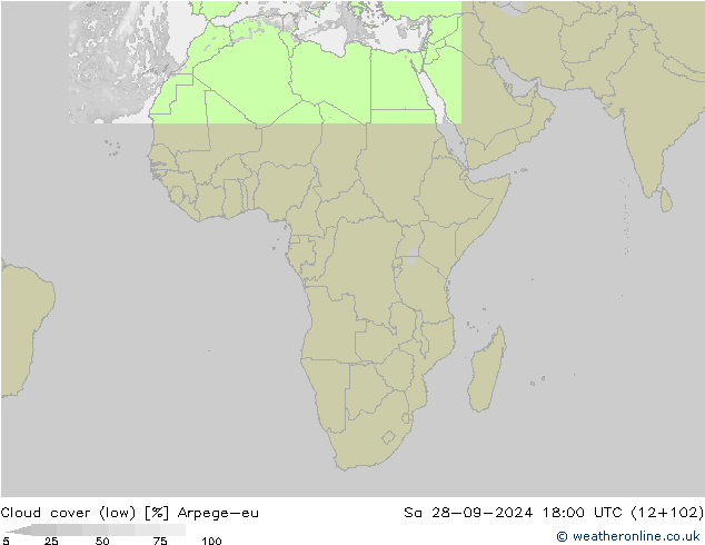 Nubes bajas Arpege-eu sáb 28.09.2024 18 UTC