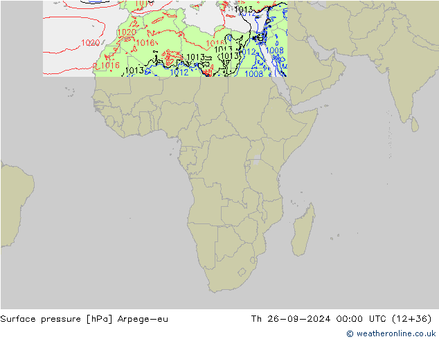 Pressione al suolo Arpege-eu gio 26.09.2024 00 UTC