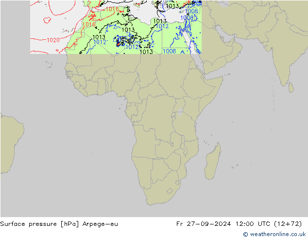 приземное давление Arpege-eu пт 27.09.2024 12 UTC