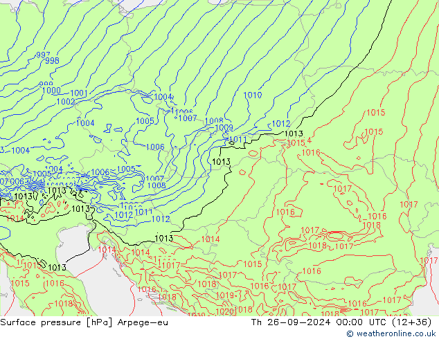 Surface pressure Arpege-eu Th 26.09.2024 00 UTC