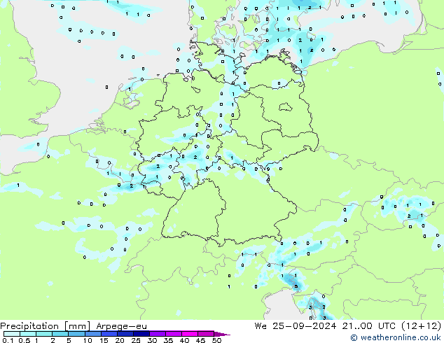 Precipitation Arpege-eu We 25.09.2024 00 UTC