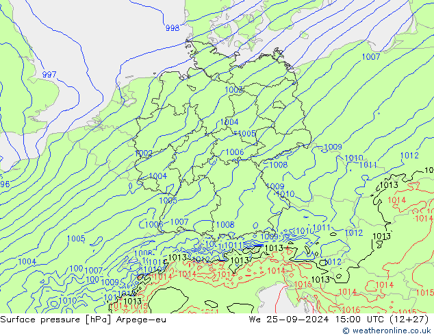 Yer basıncı Arpege-eu Çar 25.09.2024 15 UTC