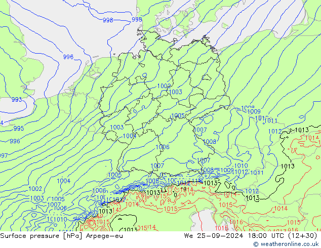 Yer basıncı Arpege-eu Çar 25.09.2024 18 UTC