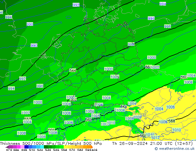 Thck 500-1000hPa Arpege-eu Qui 26.09.2024 21 UTC