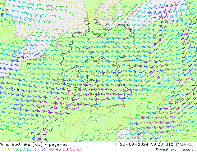 Rüzgar 850 hPa Arpege-eu Per 26.09.2024 09 UTC