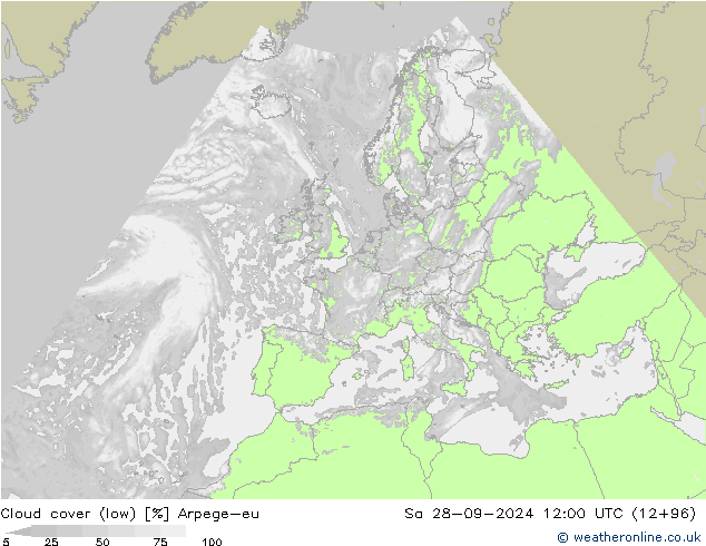 nízká oblaka Arpege-eu So 28.09.2024 12 UTC