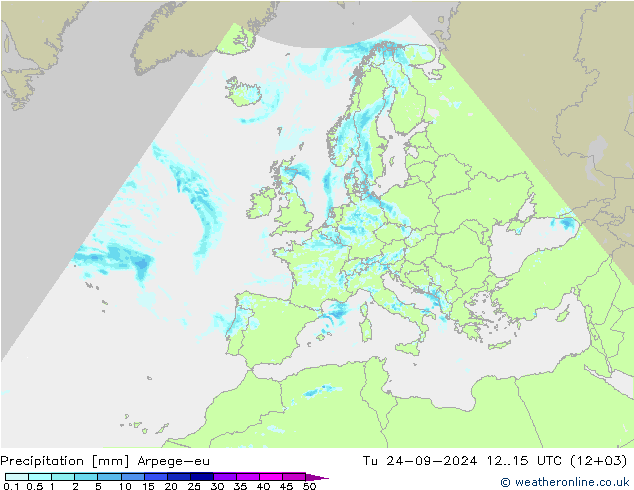 降水 Arpege-eu 星期二 24.09.2024 15 UTC