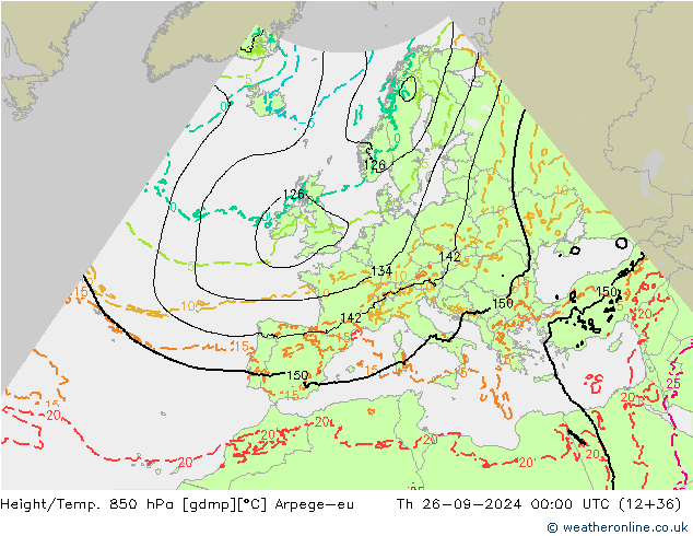 Height/Temp. 850 hPa Arpege-eu Do 26.09.2024 00 UTC