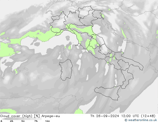 Nuages (élevé) Arpege-eu jeu 26.09.2024 12 UTC