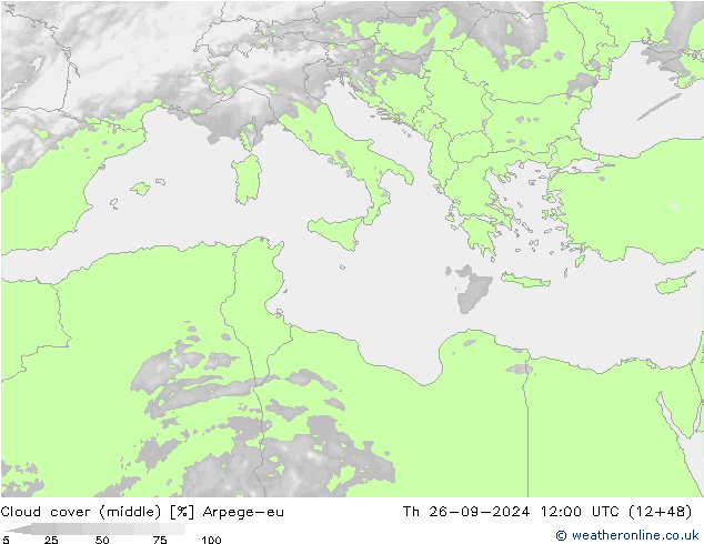 Nubes medias Arpege-eu jue 26.09.2024 12 UTC