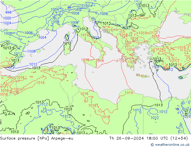 pressão do solo Arpege-eu Qui 26.09.2024 18 UTC