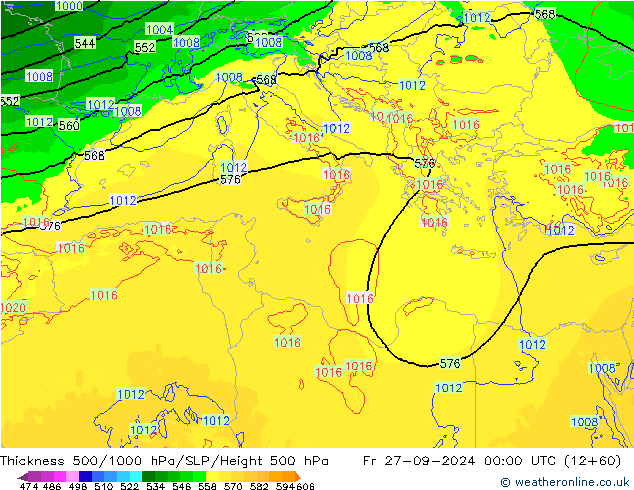 Thck 500-1000hPa Arpege-eu pt. 27.09.2024 00 UTC