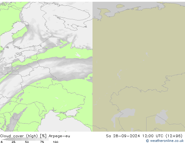 Nubes altas Arpege-eu sáb 28.09.2024 12 UTC