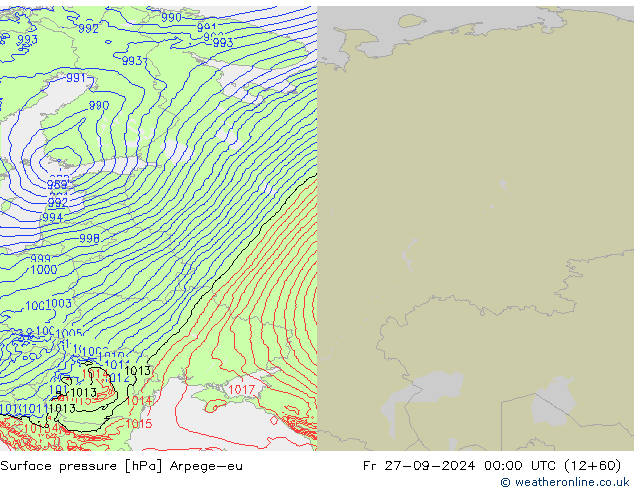 Surface pressure Arpege-eu Fr 27.09.2024 00 UTC