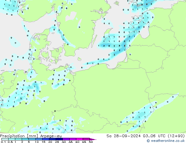 Precipitación Arpege-eu sáb 28.09.2024 06 UTC