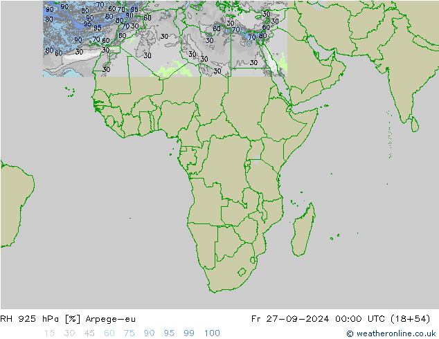 RH 925 hPa Arpege-eu  27.09.2024 00 UTC