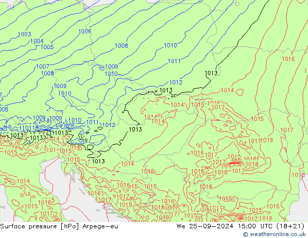 Yer basıncı Arpege-eu Çar 25.09.2024 15 UTC