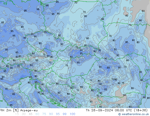 RH 2m Arpege-eu Th 26.09.2024 06 UTC