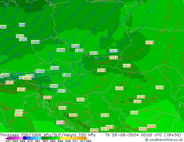 Dikte700-1000 hPa Arpege-eu do 26.09.2024 00 UTC