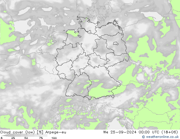 zachmurzenie (niskie) Arpege-eu śro. 25.09.2024 00 UTC