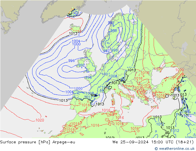 pressão do solo Arpege-eu Qua 25.09.2024 15 UTC