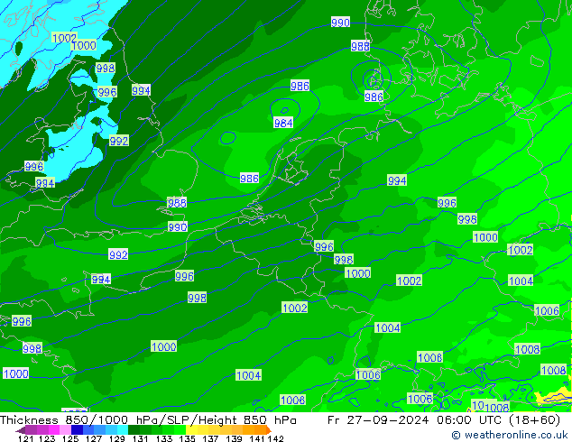 Thck 850-1000 hPa Arpege-eu Fr 27.09.2024 06 UTC