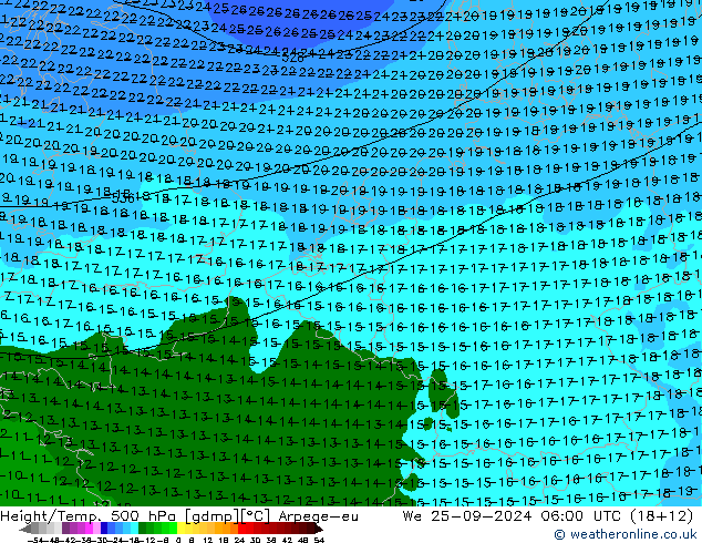 Height/Temp. 500 hPa Arpege-eu  25.09.2024 06 UTC