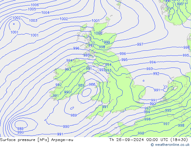 Surface pressure Arpege-eu Th 26.09.2024 00 UTC