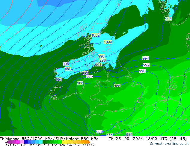 Thck 850-1000 hPa Arpege-eu Th 26.09.2024 18 UTC