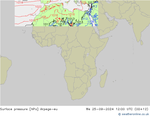 Surface pressure Arpege-eu We 25.09.2024 12 UTC