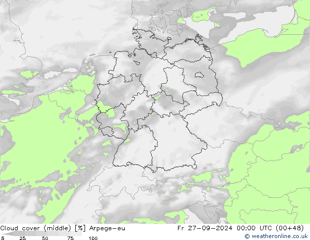 oblačnosti uprostřed Arpege-eu Pá 27.09.2024 00 UTC