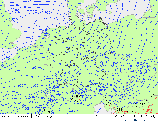 Surface pressure Arpege-eu Th 26.09.2024 06 UTC