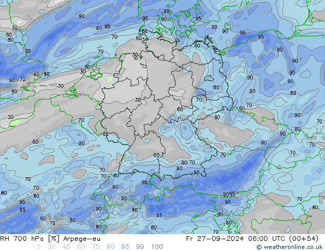 RV 700 hPa Arpege-eu vr 27.09.2024 06 UTC