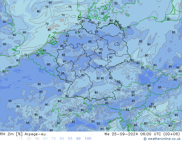 RH 2m Arpege-eu We 25.09.2024 06 UTC