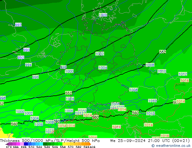 Thck 500-1000hPa Arpege-eu St 25.09.2024 21 UTC