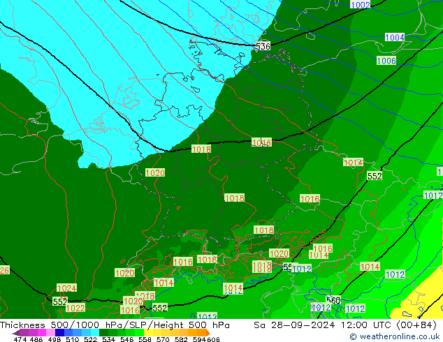 Thck 500-1000hPa Arpege-eu So 28.09.2024 12 UTC