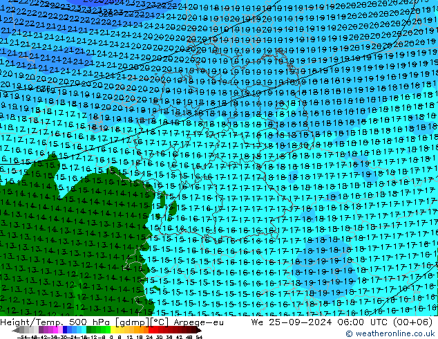 Height/Temp. 500 hPa Arpege-eu St 25.09.2024 06 UTC