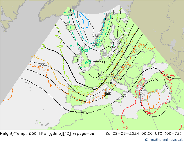 Géop./Temp. 500 hPa Arpege-eu sam 28.09.2024 00 UTC