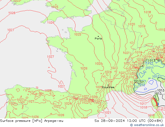 pression de l'air Arpege-eu sam 28.09.2024 12 UTC