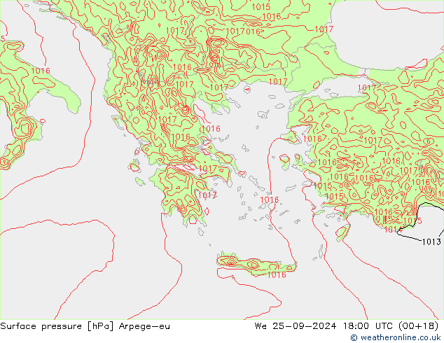 pressão do solo Arpege-eu Qua 25.09.2024 18 UTC