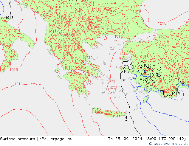 Surface pressure Arpege-eu Th 26.09.2024 18 UTC