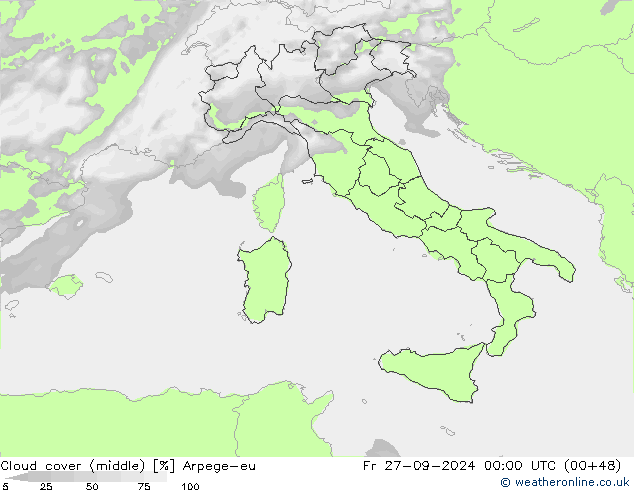 Bulutlar (orta) Arpege-eu Cu 27.09.2024 00 UTC