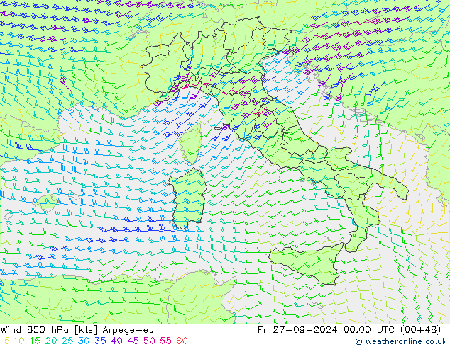  850 hPa Arpege-eu  27.09.2024 00 UTC