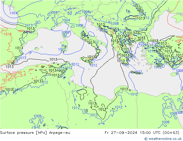 Surface pressure Arpege-eu Fr 27.09.2024 15 UTC