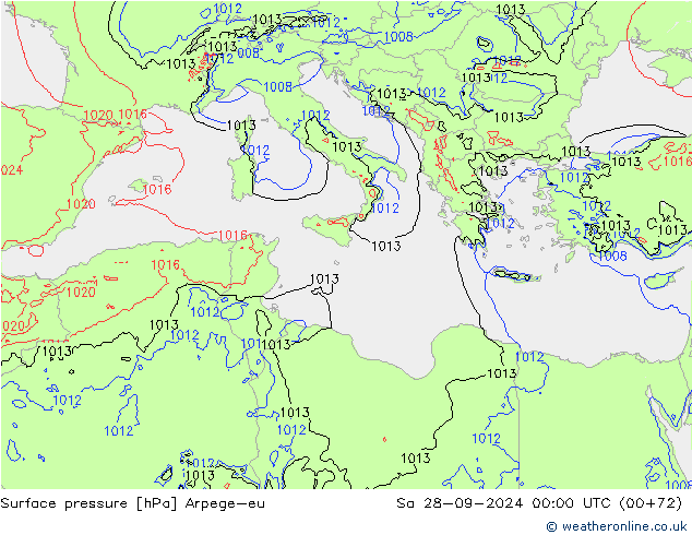 Luchtdruk (Grond) Arpege-eu za 28.09.2024 00 UTC