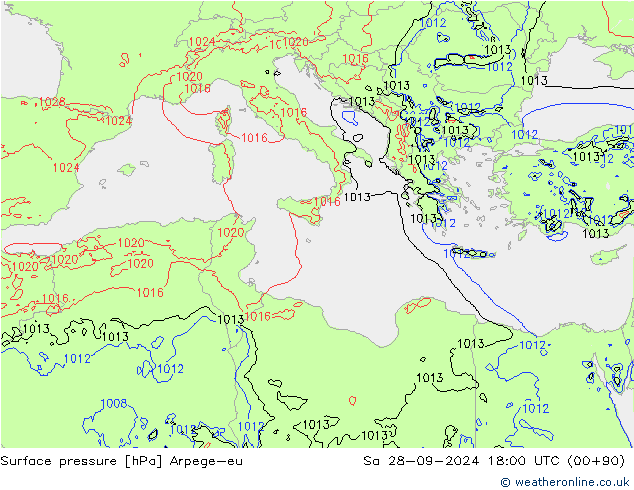 pression de l'air Arpege-eu sam 28.09.2024 18 UTC