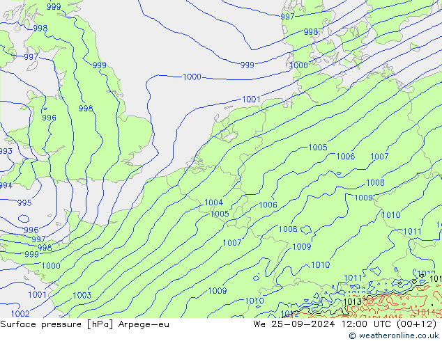 pression de l'air Arpege-eu mer 25.09.2024 12 UTC