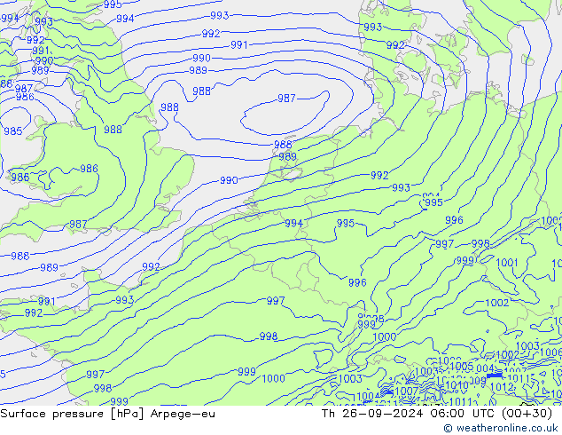 Surface pressure Arpege-eu Th 26.09.2024 06 UTC