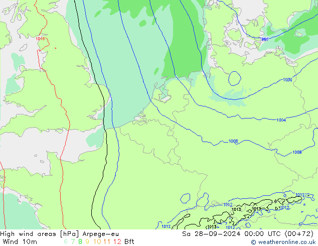 Izotacha Arpege-eu so. 28.09.2024 00 UTC